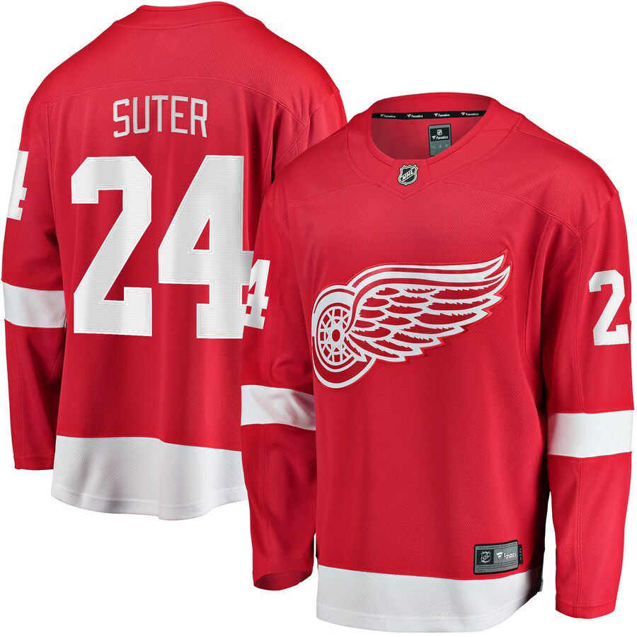 Men Detroit Red Wings 24 Pius Suter Fanatics Branded Red Home Breakaway Player NHL Jersey